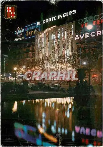 Cartes postales moderne Barcelona Vue Partielle du Place Catalogne Nocturne El Corte Ingles