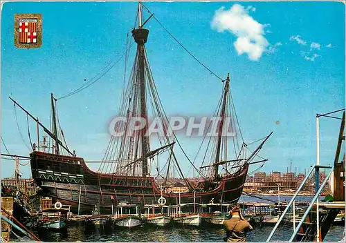 Cartes postales moderne Barcelona Port caravelle Sainte Marie Bateau