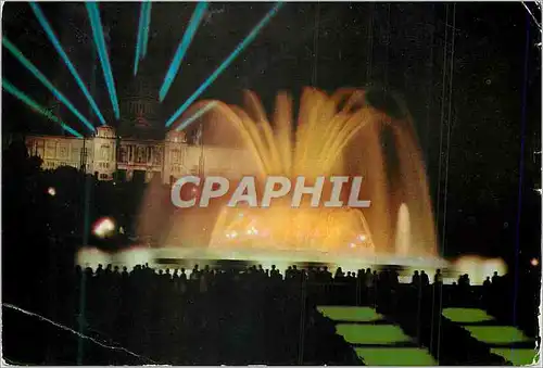 Cartes postales moderne Barcelona Le Grand Jet d'Eau et Palais National (Nuit)