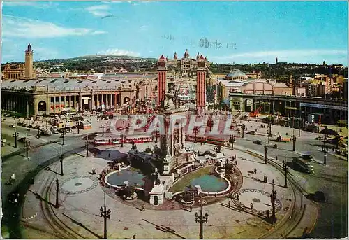 Moderne Karte Barcelona Place d'Espagne et Parc de Montjuich Tramway