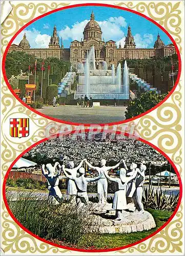 Cartes postales moderne Barcelona Fuente Monumental y Palacio Monumento a la Sardana