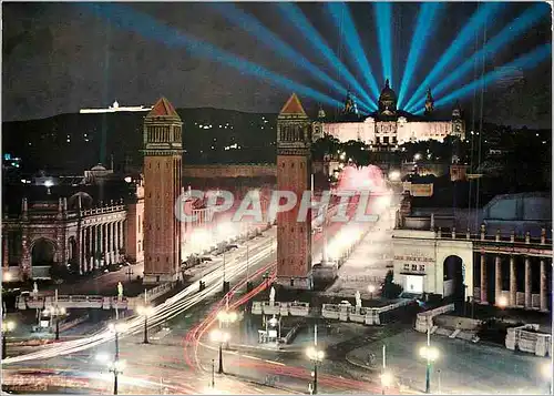 Cartes postales moderne Barcelona Entree de la foire International et Palais National de Montjuich la Nuit