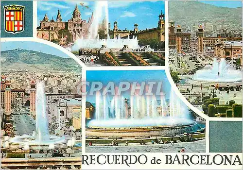 Moderne Karte Recuerdo de Barcelona Fontaine de Montjuich