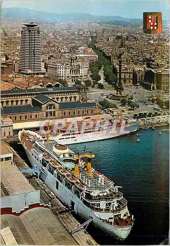 Cartes postales moderne Barcelona Puerta de la Paz Bateau