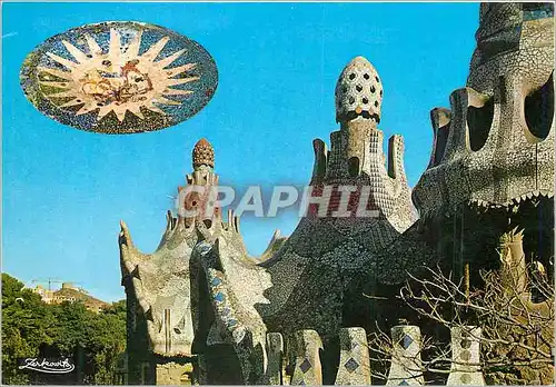 Cartes postales moderne Barcelona Parc Guell Detail coupoles et Plafond du Theatre Grec