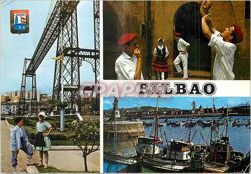 Cartes postales moderne Bilbao Puente Colgante y Jardines Bateaux