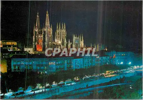 Moderne Karte Burgos Avenue Generalismo et cathedrale La Nuit