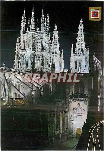 Cartes postales moderne Burgos Catedral Tours et Porte Croix Vue Nocturne