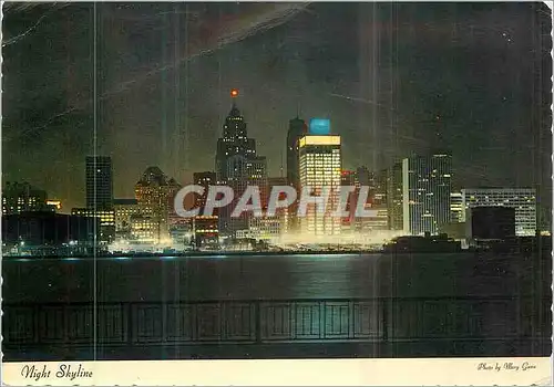 Cartes postales moderne Night Skyline Detroit Michigan