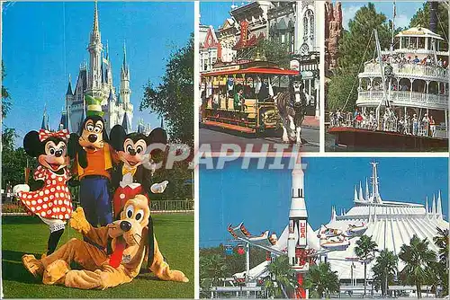 Cartes postales moderne Magic Monuments in the Magic Kingdom Mickey Minnie Goofy and Pluto Disneyland Mickey