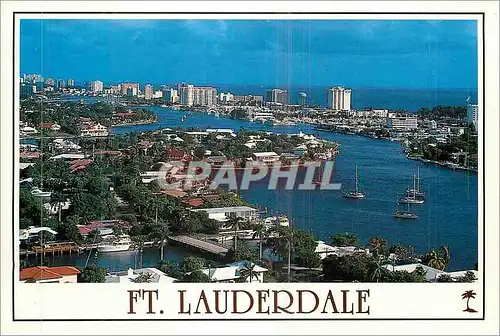 Moderne Karte FT Lauderdale the Intracoastal Waterway Looking North in Beautiful Ft Lauderdale