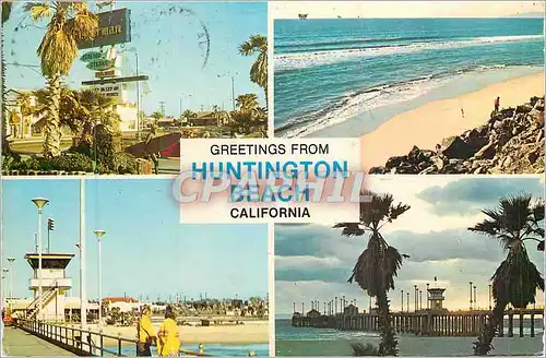 Moderne Karte Greeting from Huntington Beach California