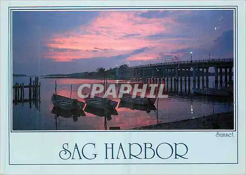 Moderne Karte Sunset Sag Harbor A Colorful Silhouettes the North Haven bridge