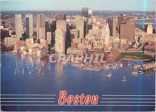 Moderne Karte Boston Harbor and City Skyline Boston Massachusetts