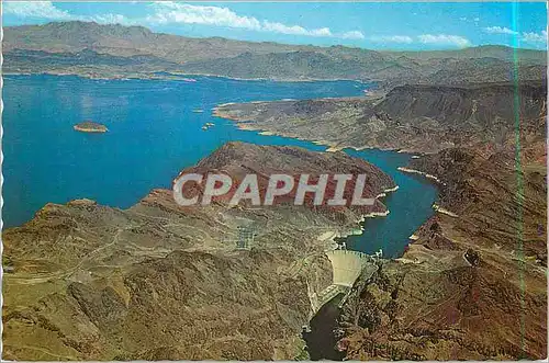 Moderne Karte Aerial View of Hoover Dam Showing Lower Basin of Beautiful Lake Mead