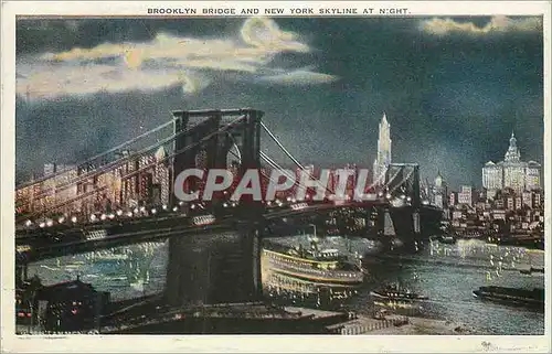 Cartes postales Brooklyn Bridge and New York Skyline at Night