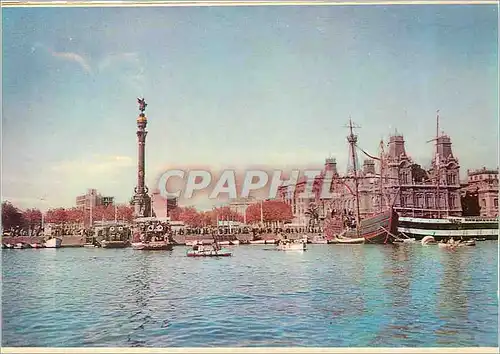 Moderne Karte Barcelona Le Port et le Monument a C Colomb