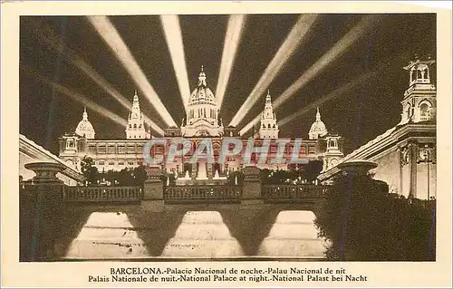 Cartes postales Barcelona Palais Nationale de Nuit