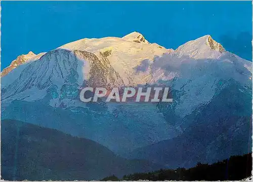 Moderne Karte Chamonix Mont Blanc (Hte Savoie) Derniers rayons du Couchant sur le Mont Blanc