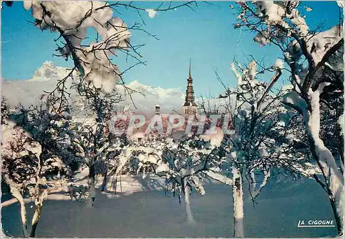 Cartes postales moderne La Haute Savoie Pittoresque Village sous la Neige La Cigogne