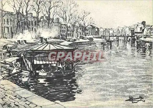 Cartes postales moderne Nantes Autrefois l'Erdre au Quai Ceineray la Prefecture et l'arriere plan le Pont Morand
