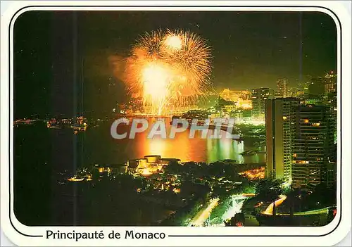 Cartes postales moderne Principaute de Monaco Reflets de la Cote d'Azur Monte Carlo Feu d'Artifice sur le Port