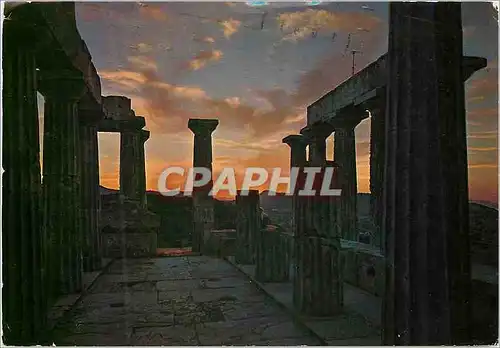 Moderne Karte Aegina le coucher du soleil vue du temple d'aphea