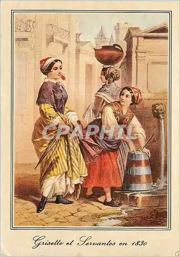 Cartes postales moderne Pays basque vieilles gravures grisettes et servantes en 1830