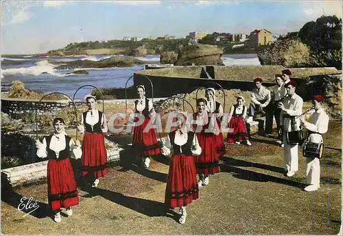 Cartes postales moderne Danse basques ci d'art populaire basque bi harri de biarritz