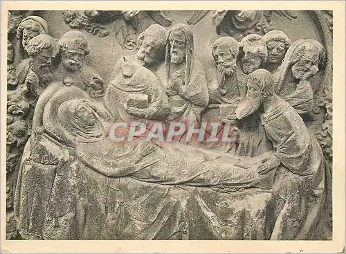 Moderne Karte Chouer (cote nord) detail d'un bas relief mort de la vierge Notre Dame de Paris