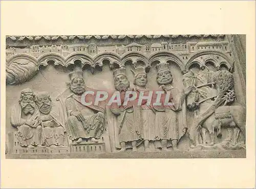 Moderne Karte Portail sainte enna detail du tympan scenes de l'enfance du christ Notre Dame de Paris
