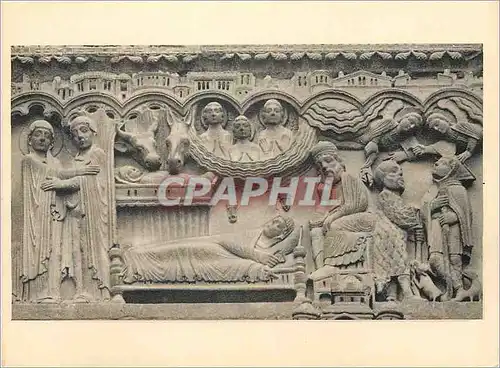 Moderne Karte Portail sainte anne detail du tympan scenes de l'enface du christ Notre Dame de Paris
