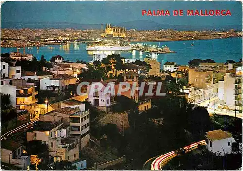 Moderne Karte Palma de mallorca (Mallorca) vue generale la nuit
