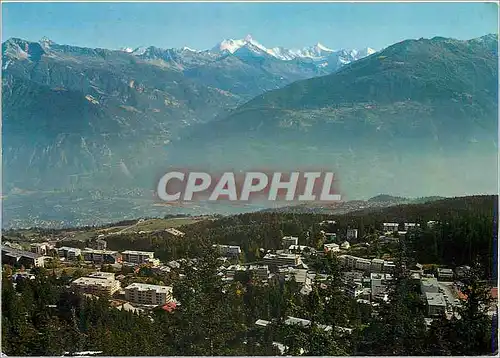 Cartes postales moderne Station de montana valais au fond le weisshorn et le zinalrothorn