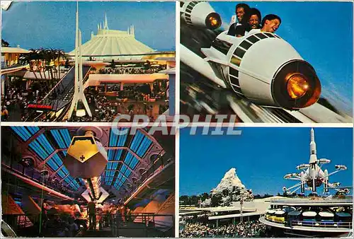 Cartes postales moderne Tomorrowland the incredible thrills of space mountain and a rocket Mickey