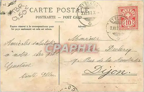 Ansichtskarte AK Suisse 1907 St Blaise pour Gustave Declercq Sijon