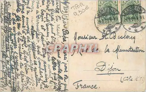 Cartes postales Bensheim 1909 pour Declercq Rue de la Manutention Dijon France