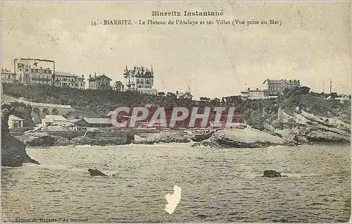 Ansichtskarte AK Biarritz instantane Biarritz le plateua de l'atalaye et ses villas (Vue prise en mer)
