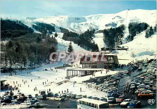 Moderne Karte Sports d'hiver en auvergne super besse (1350 1850 m) l'arrivee des pistes et la gare du nouveau