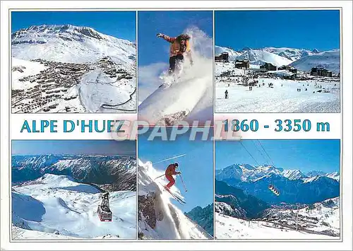 Moderne Karte Alpe d'huez Isere france station ete hiver alt 1860 3350m