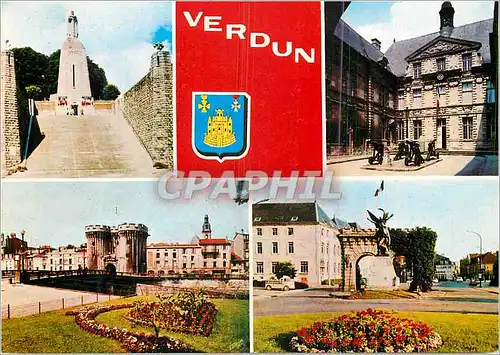 Moderne Karte Verdun (meuse) monument de la victoire cour d'honneur de l'hote de ville porte chausee porte st