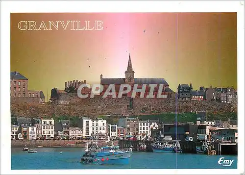 Cartes postales moderne Granville (Manche) le bassin a flot et la haute ville