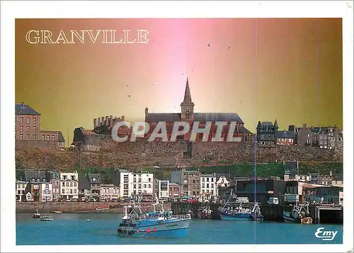 Moderne Karte Granville (Manche) le bassin a flot et la haute ville