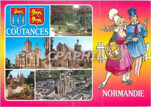 Cartes postales moderne Coutances (Manche) la cathedrale N D (gothique normand XIe et XIIIe s le jardin public