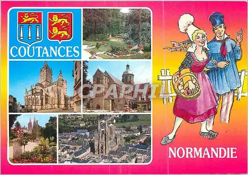 Moderne Karte Coutances (Manche) la cathedrale N D (gothique normand XIe et XIIIe s le jardin public