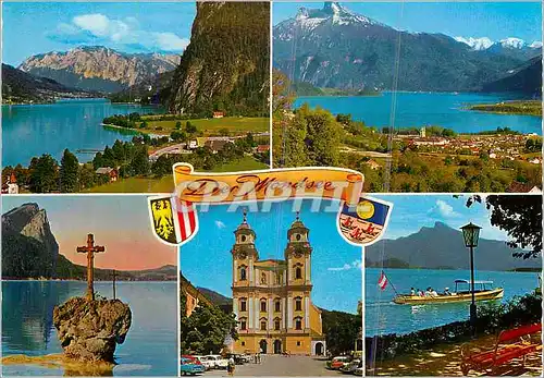 Cartes postales moderne Bilder oben scharfling mit hollengebirge mondsee mit schafberg 1780 und hoh dachstein 3004 m