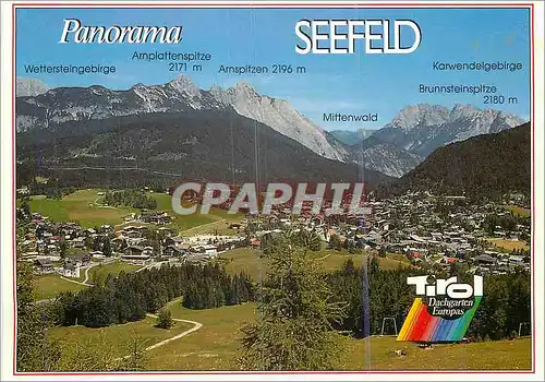 Moderne Karte Seefeld 1200 Tirol blick gegen arnpitze 2197 m und karwendelgebirge