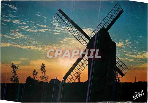 Cartes postales moderne La cote d'Opale Le moulin des Huttes au crepuscule