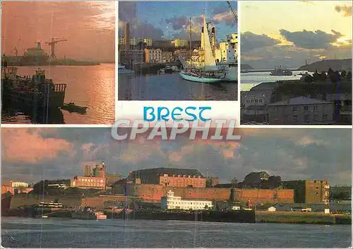 Cartes postales moderne Brest Le port de commerce le goulet et le chateau