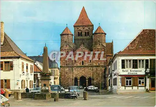 Moderne Karte Marmoutier (Alsace) L'Eglise abbatiale du XIIe s et la fontaine